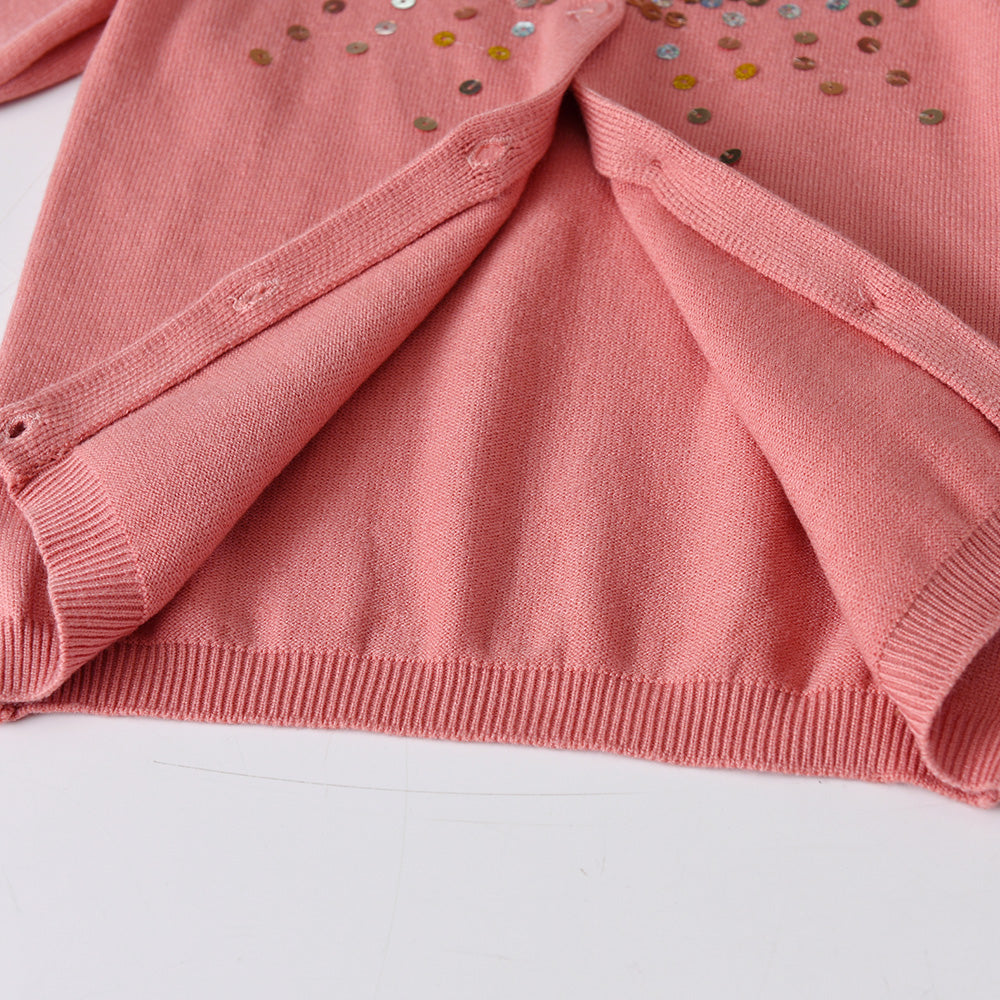 Girls Pink Sequin Knitted Cardigan (Age 3-8YRS)