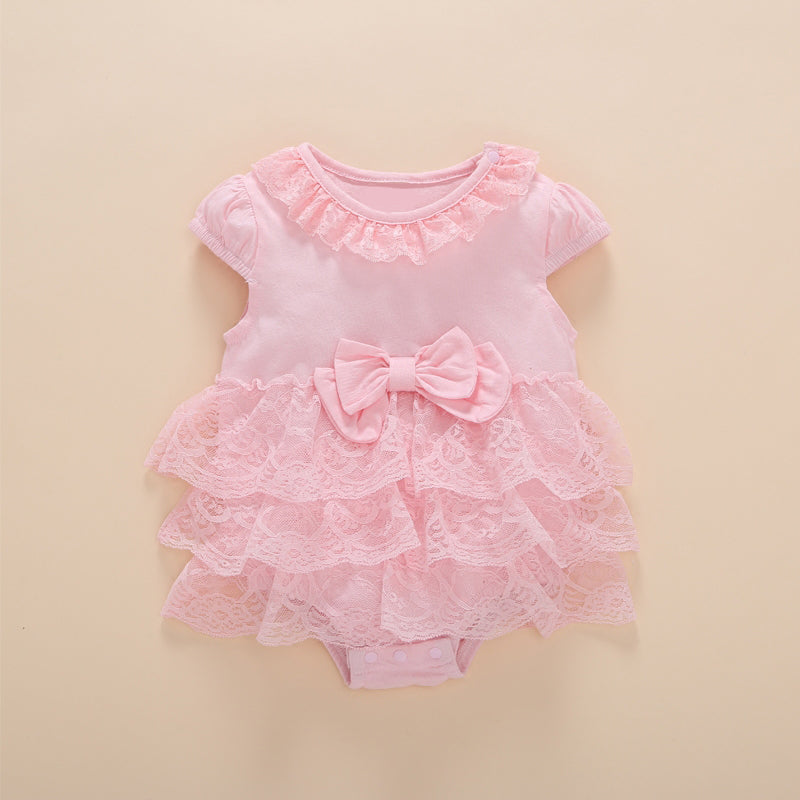 Baby Girls Pink Ruffle Romper Dress With Bow & Booties (Age 3M - 9M)