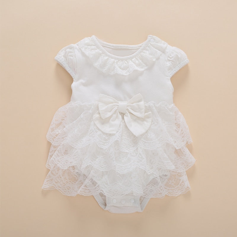 Baby Girls Pink Ruffle Romper Dress With Bow & Booties (Age 3M - 9M)