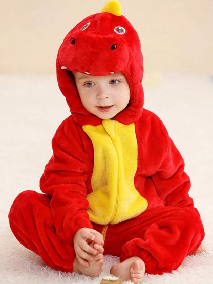 Baby Cartoon Jumpsuit Halloween Costume with Hat – Red Dragon, Lion, Dinosaur & Pink Cutie (Age Newborn-36 Month) Multicolor Red Unicorn