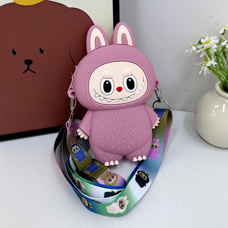 Labubu Macaron Mini Messenger Bag – Soft Silicone Coin Purse