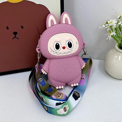 Labubu Macaron Mini Messenger Bag – Soft Silicone Coin Purse