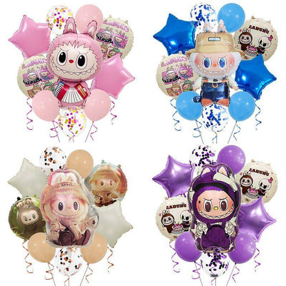 Labubu Aluminum Film Balloon Set – Cartoon Birthday Party Decoration