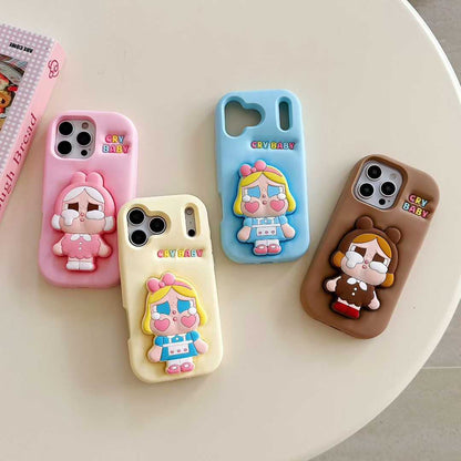 POP MART CRYBABY Shiny Shiny Series Phone Case – Glossy Character Design | Soft TPU | iPhone Compatible