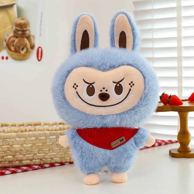 Plush Labubu Stuffed Toy with Scarfs 35cm | Cute Soft Plush Doll Blue