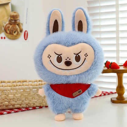 Plush Labubu Stuffed Toy with Scarfs 35cm | Cute Soft Plush Doll Blue