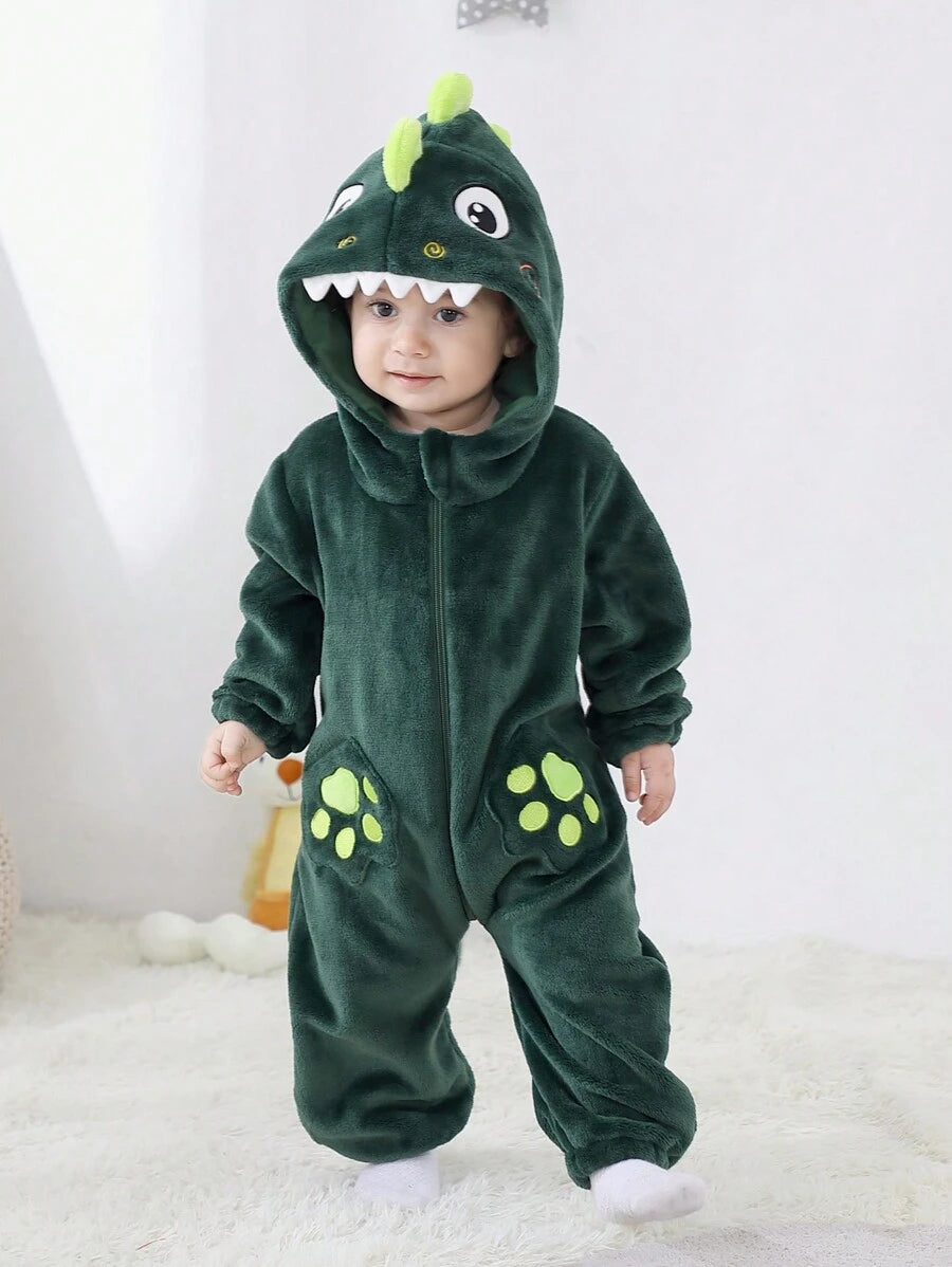 Baby Boy Long Sleeve Cute Dinosaur Romper Halloween Costume (Age Newborn-12M)