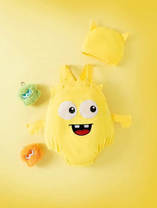 Yellow Cartoon Baby Halloween Costume Romper – Sleeveless Cotton One-Piece | Ages Newborn–24M Yellow