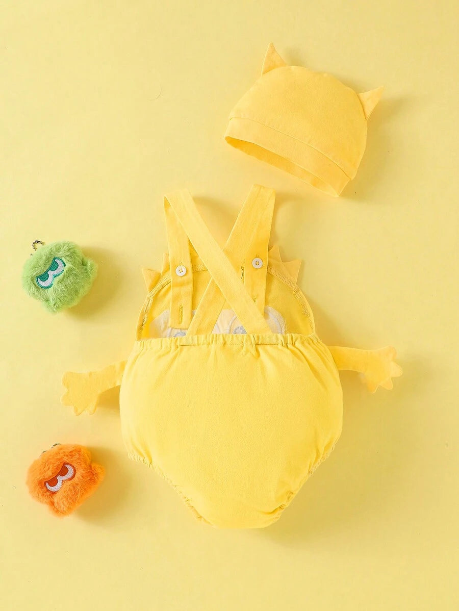 Yellow Cartoon Baby Halloween Costume Romper – Sleeveless Cotton One-Piece | Ages Newborn–24M