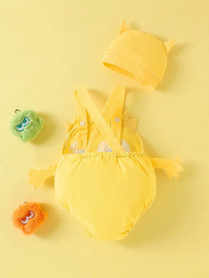 Yellow Cartoon Baby Halloween Costume Romper – Sleeveless Cotton One-Piece | Ages Newborn–24M