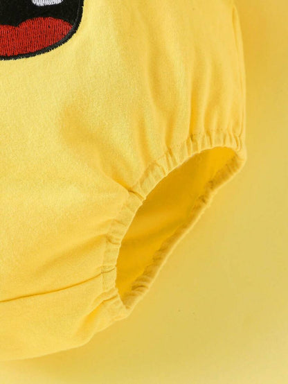 Yellow Cartoon Baby Halloween Costume Romper – Sleeveless Cotton One-Piece | Ages Newborn–24M