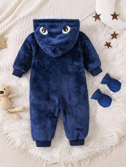 Baby Boys Shark Jumpsuit & Mittens Halloween Costume (Age 6M-3 YRS)