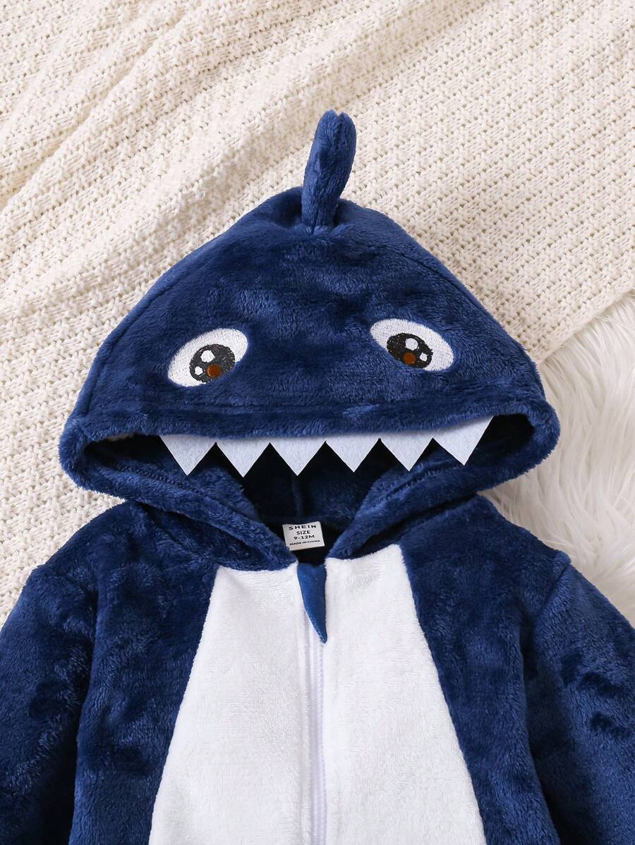 Baby Boys Shark Jumpsuit & Mittens Halloween Costume (Age 6M-3 YRS)