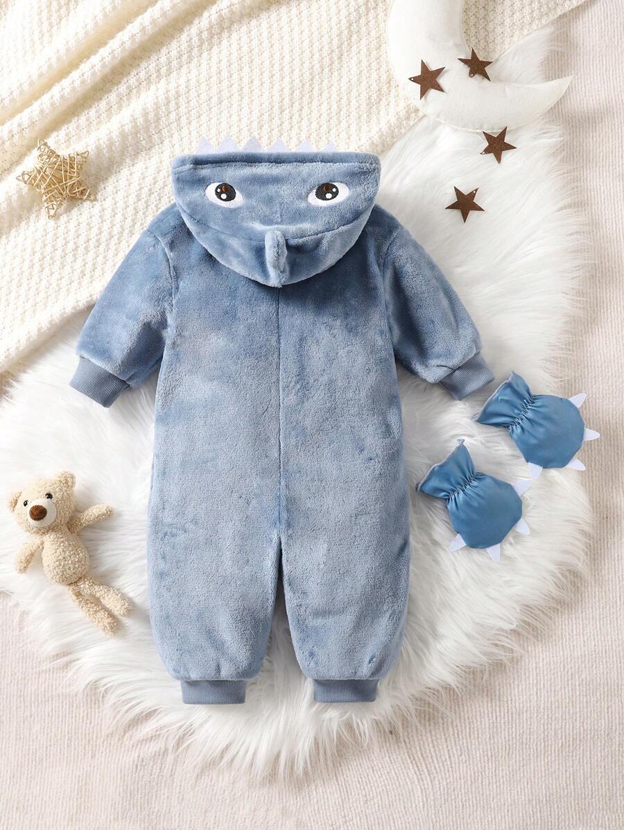 Baby Boys Shark Jumpsuit & Mittens Halloween Costume (Age 6M-3 YRS)