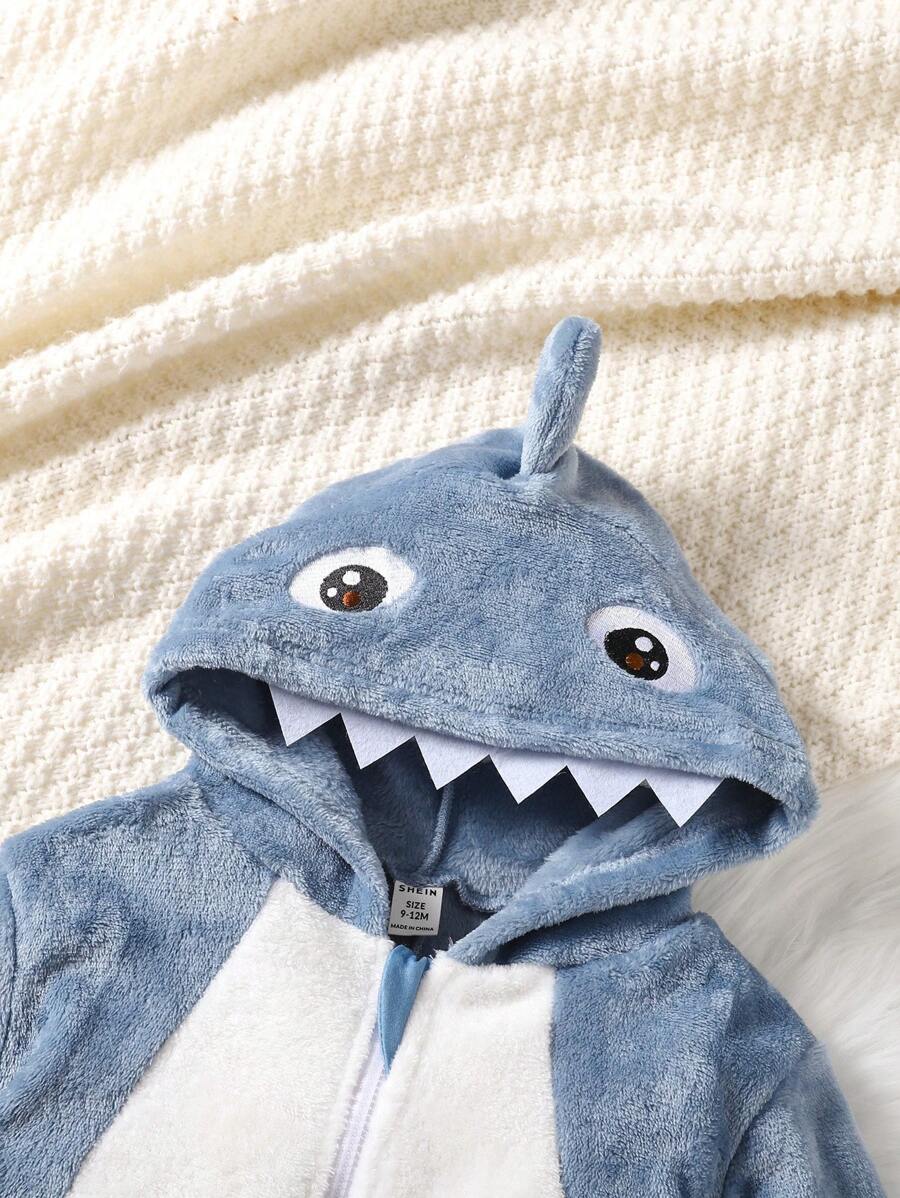 Baby Boys Shark Jumpsuit & Mittens Halloween Costume (Age 6M-3 YRS)
