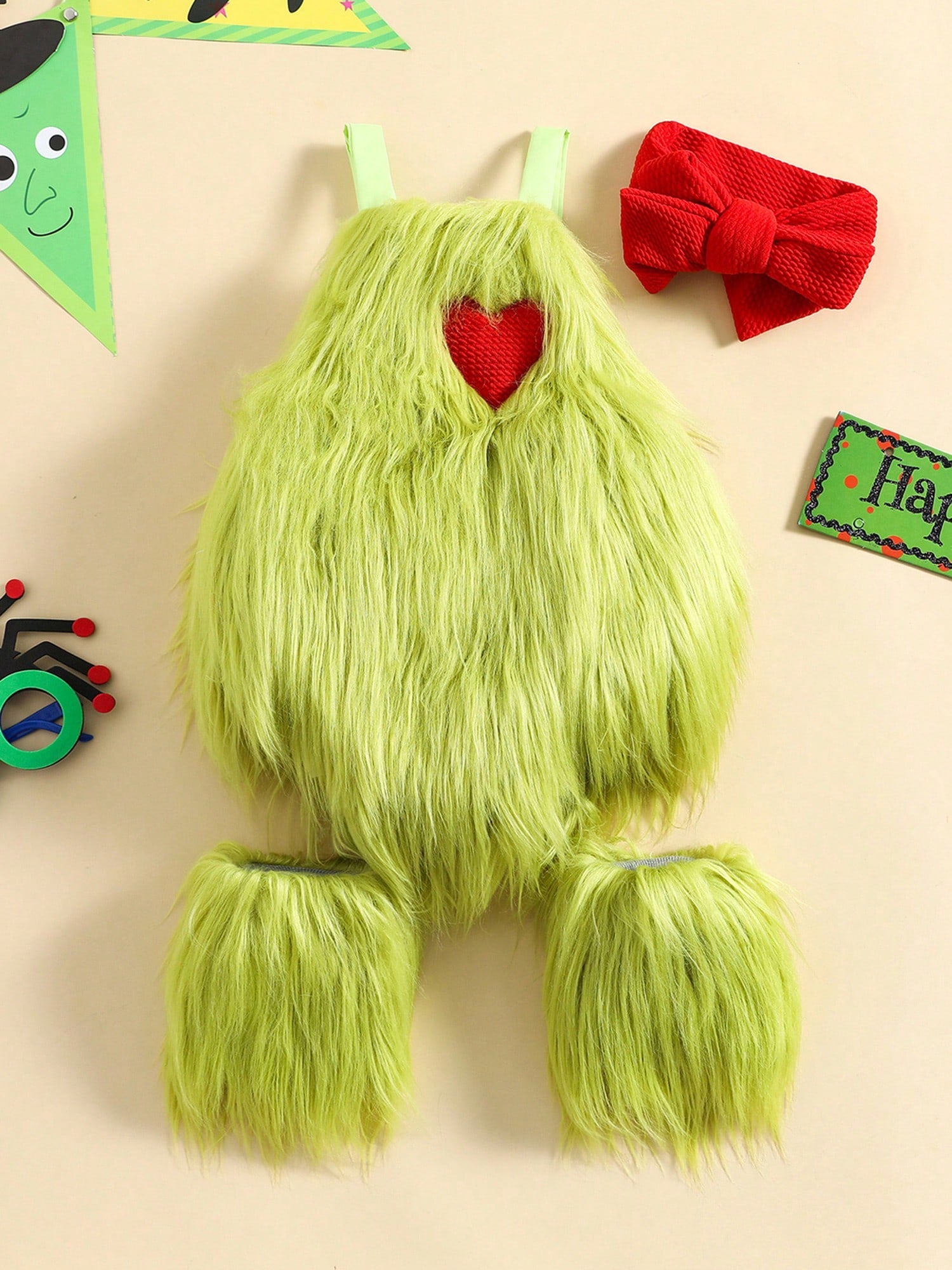 Baby/Toddler Grinch Green Monster Costume (Age Newborn- 3 YRS) Green