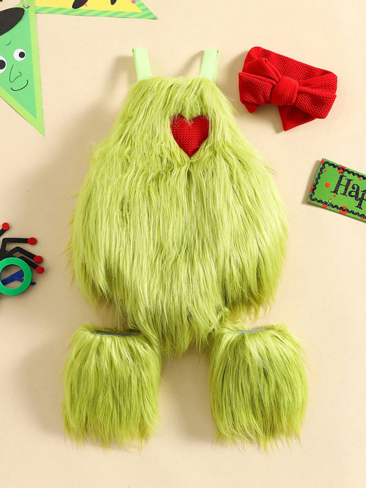 Baby/Toddler Grinch Green Monster Costume (Age Newborn- 3 YRS) Green