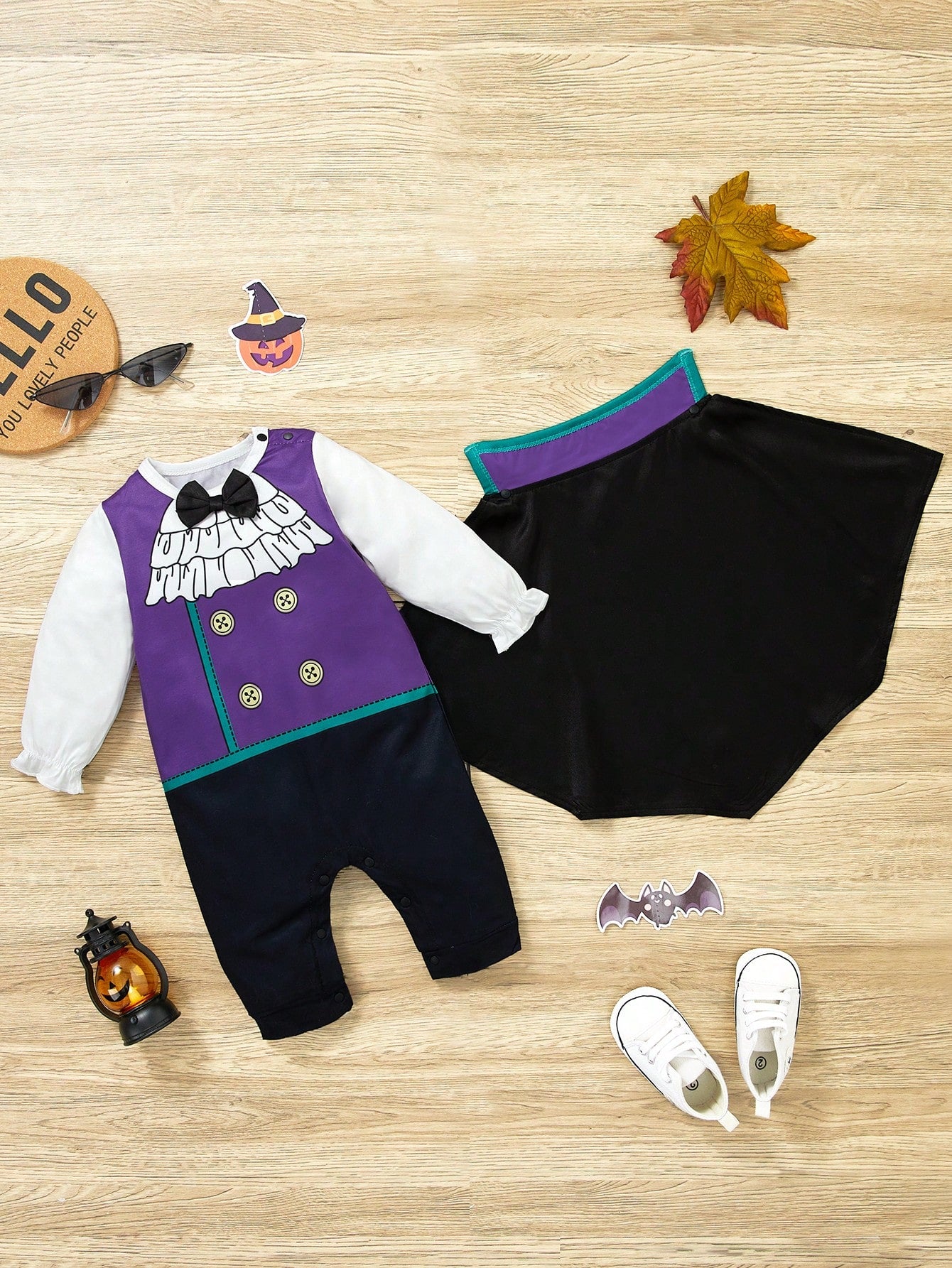 Baby Vampire Gentleman Halloween Costume – Romper & Cape Set |(Age Newborn–18M)