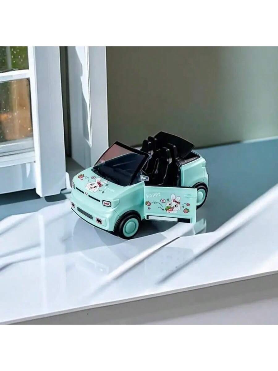 Labubu Convertible Mini Toy Car – 17cm Cartoon Racer with Dual-Open Doors | Inertial Plastic Model Multicolor Green Labubu Double Door Convertible