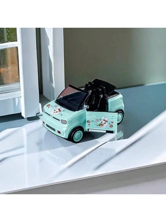 Labubu Convertible Mini Toy Car – 17cm Cartoon Racer with Dual-Open Doors | Inertial Plastic Model Multicolor Green Labubu Double Door Convertible