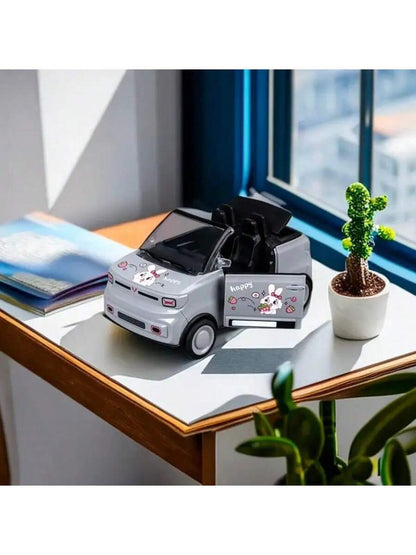 Labubu Convertible Mini Toy Car – 17cm Cartoon Racer with Dual-Open Doors | Inertial Plastic Model Multicolor Grey Labubu Double Door Convertible