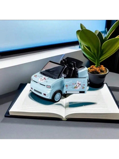 Labubu Convertible Mini Toy Car – 17cm Cartoon Racer with Dual-Open Doors | Inertial Plastic Model Multicolor Blue Labubu Two-door Convertible