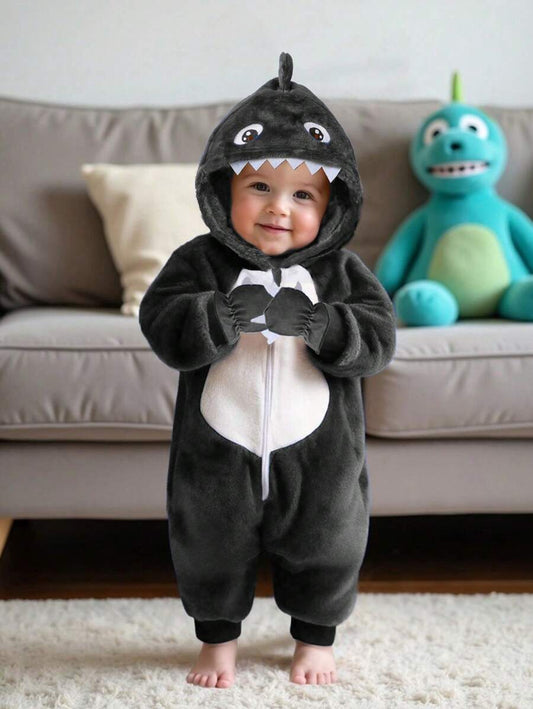 Baby Boys Shark Jumpsuit & Mittens Halloween Costume (Age 6M-3 YRS)