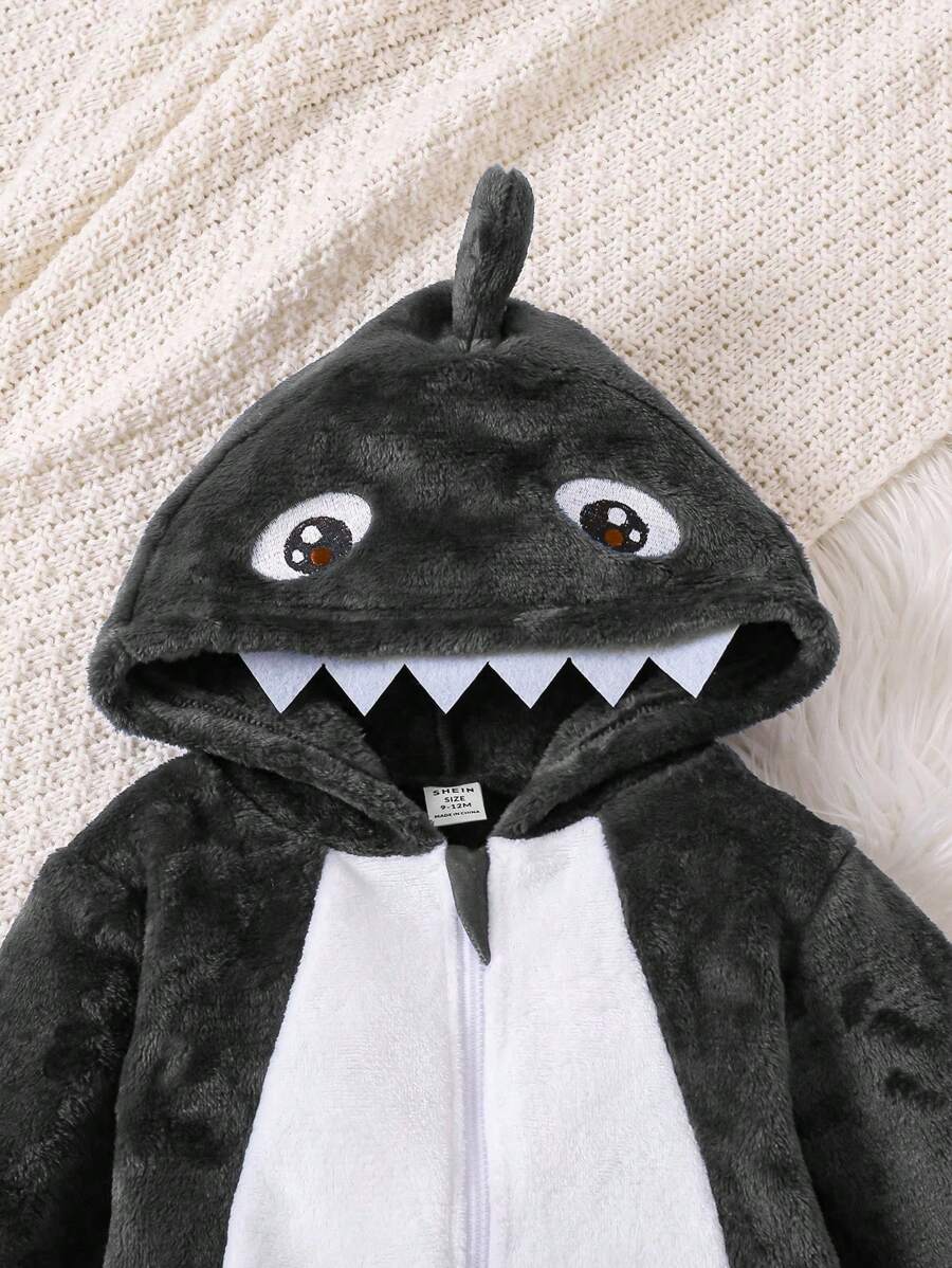Baby Boys Shark Jumpsuit & Mittens Halloween Costume (Age 6M-3 YRS)