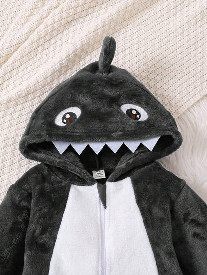 Baby Boys Shark Jumpsuit & Mittens Halloween Costume (Age 6M-3 YRS)