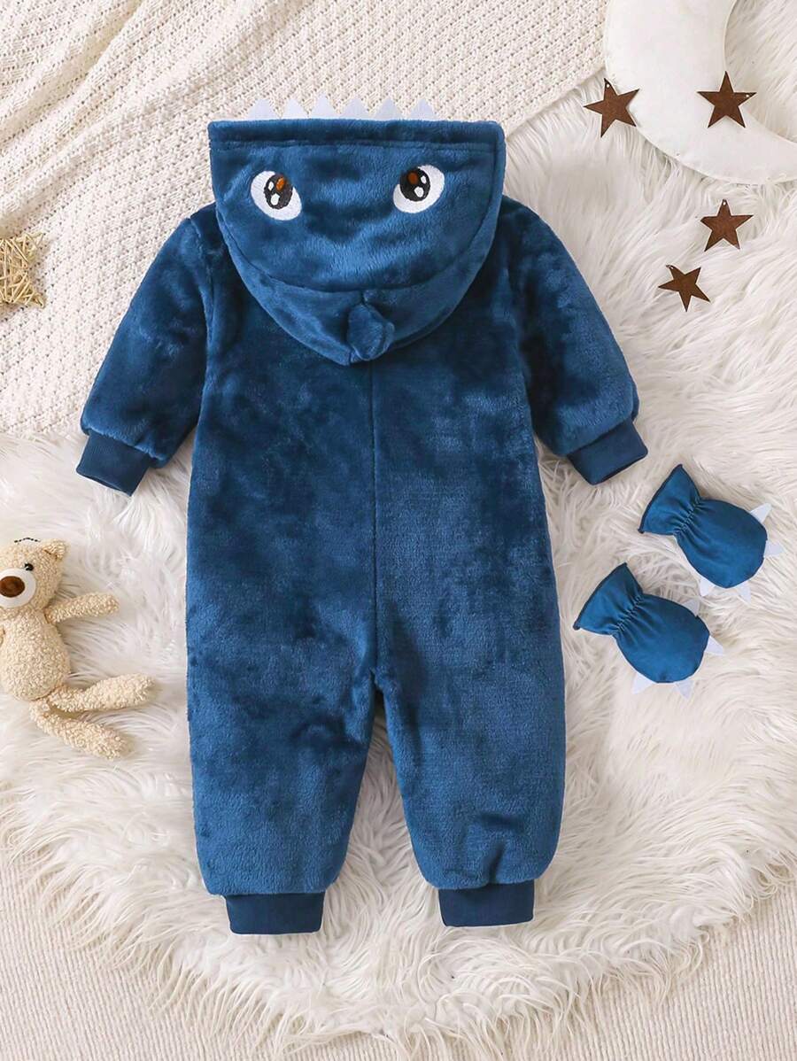 Baby Boys Shark Jumpsuit & Mittens Halloween Costume (Age 6M-3 YRS)