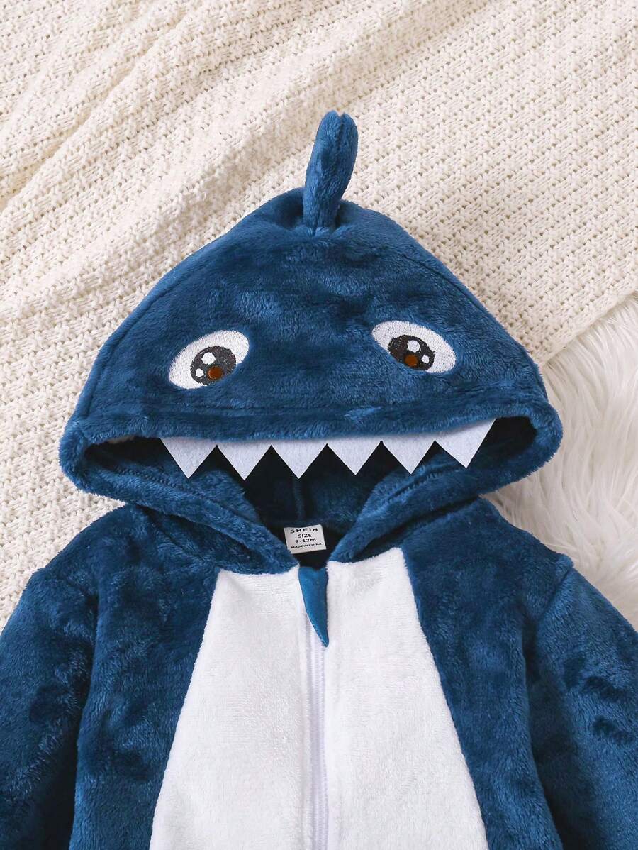 Baby Boys Shark Jumpsuit & Mittens Halloween Costume (Age 6M-3 YRS)
