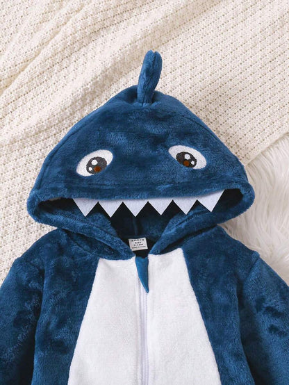 Baby Boys Shark Jumpsuit & Mittens Halloween Costume (Age 6M-3 YRS)