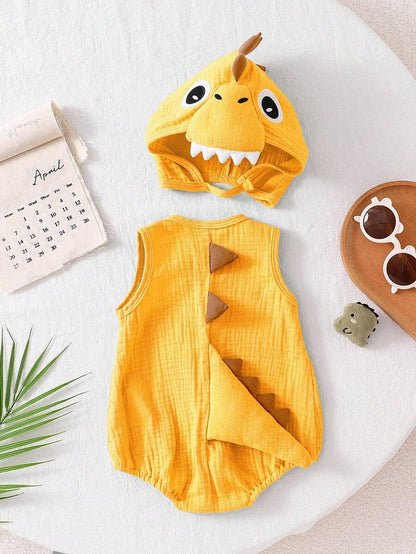 Baby Cotton Dinosaur Romper & Hat Halloween Costume (Age Newborn-9M)