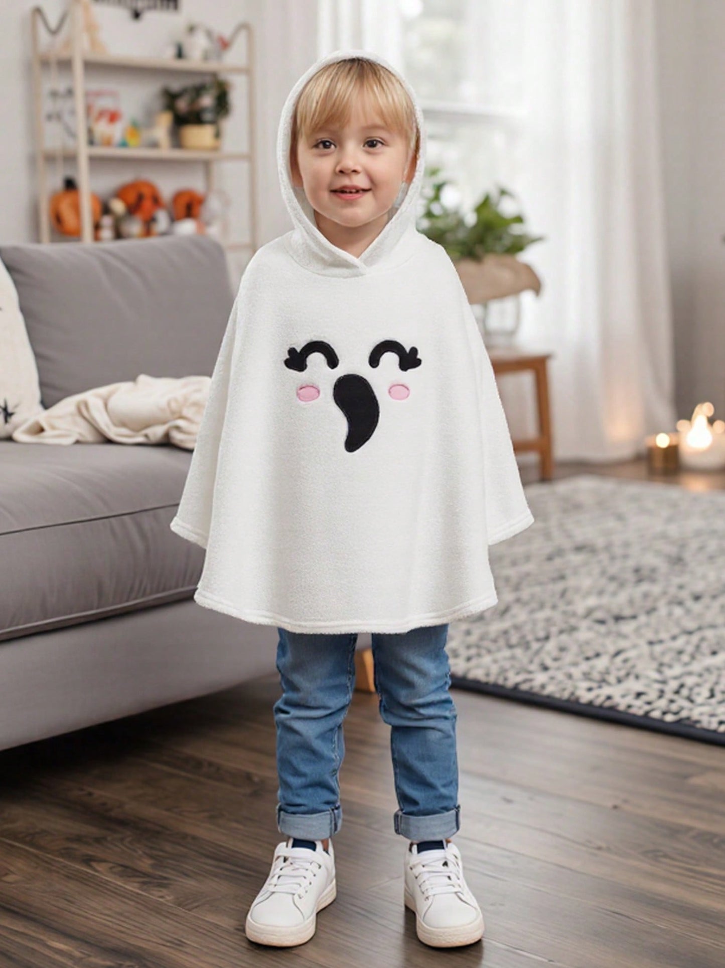 Kids Ghost Cape Costume – White Hooded Halloween Cloak | Trick-or-Treating (Age 18M-6 YRS)