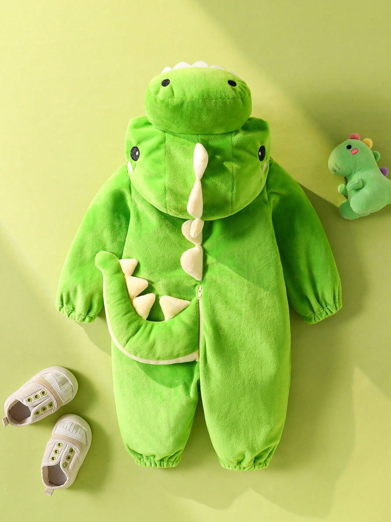 Baby Plush Halloween Dinosaur Hooded Jumpsuit – 3D Costume Edition | Long Sleeve Outfit for Newborn–18M