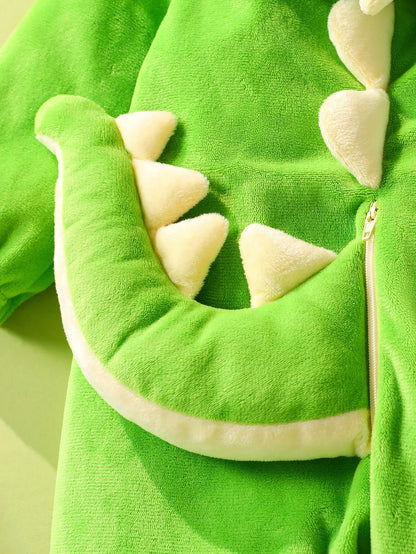 Baby Plush Halloween Dinosaur Hooded Jumpsuit – 3D Costume Edition | Long Sleeve Outfit for Newborn–18M
