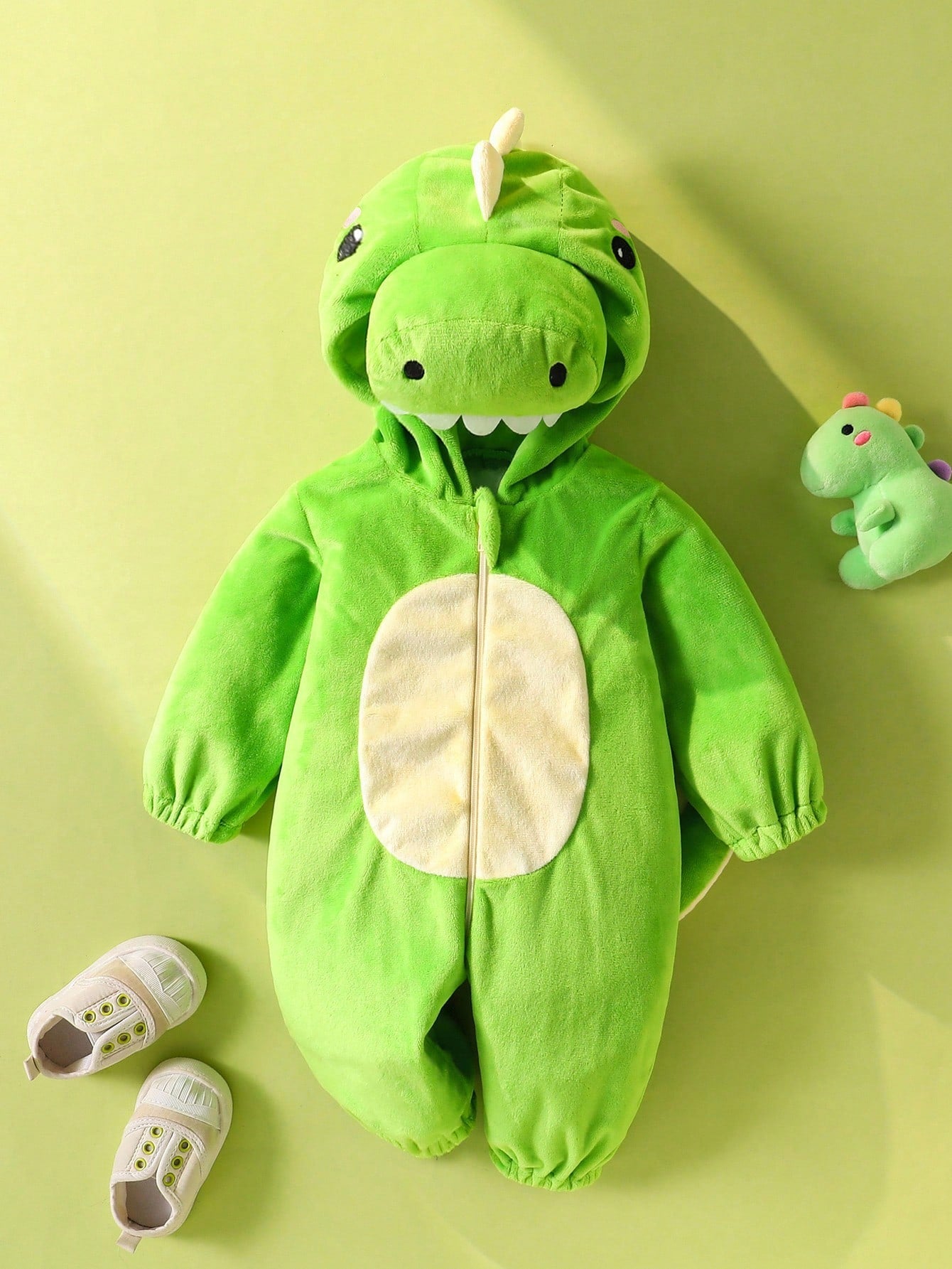 Baby Plush Halloween Dinosaur Hooded Jumpsuit – 3D Costume Edition | Long Sleeve Outfit for Newborn–18M