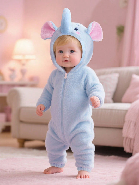 Baby Blue Elephant Jumpsuit Halloween Costume (Age Newborn - 9M) Baby Blue