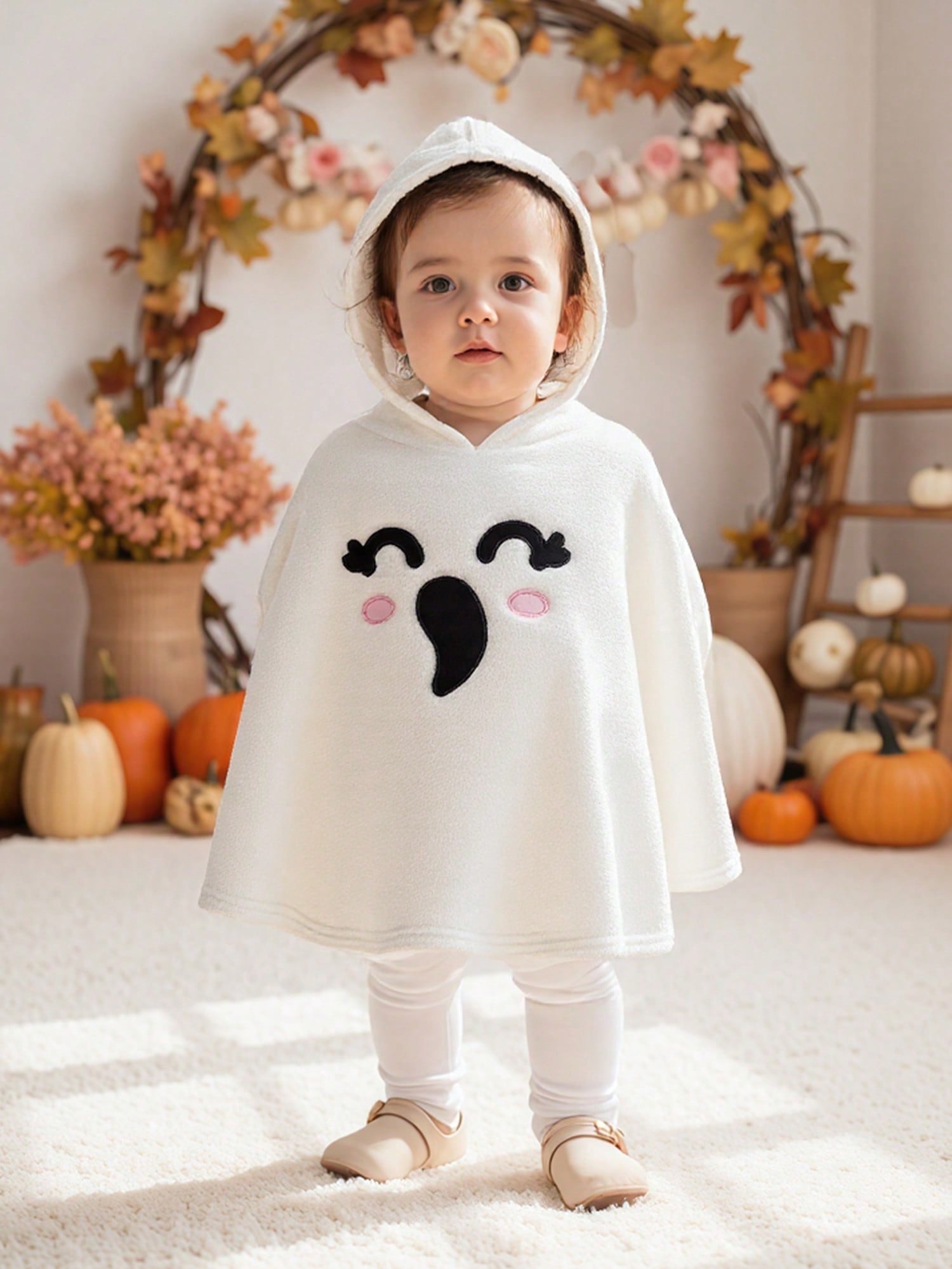 Kids Ghost Cape Costume – White Hooded Halloween Cloak | Trick-or-Treating (Age 18M-6 YRS) White