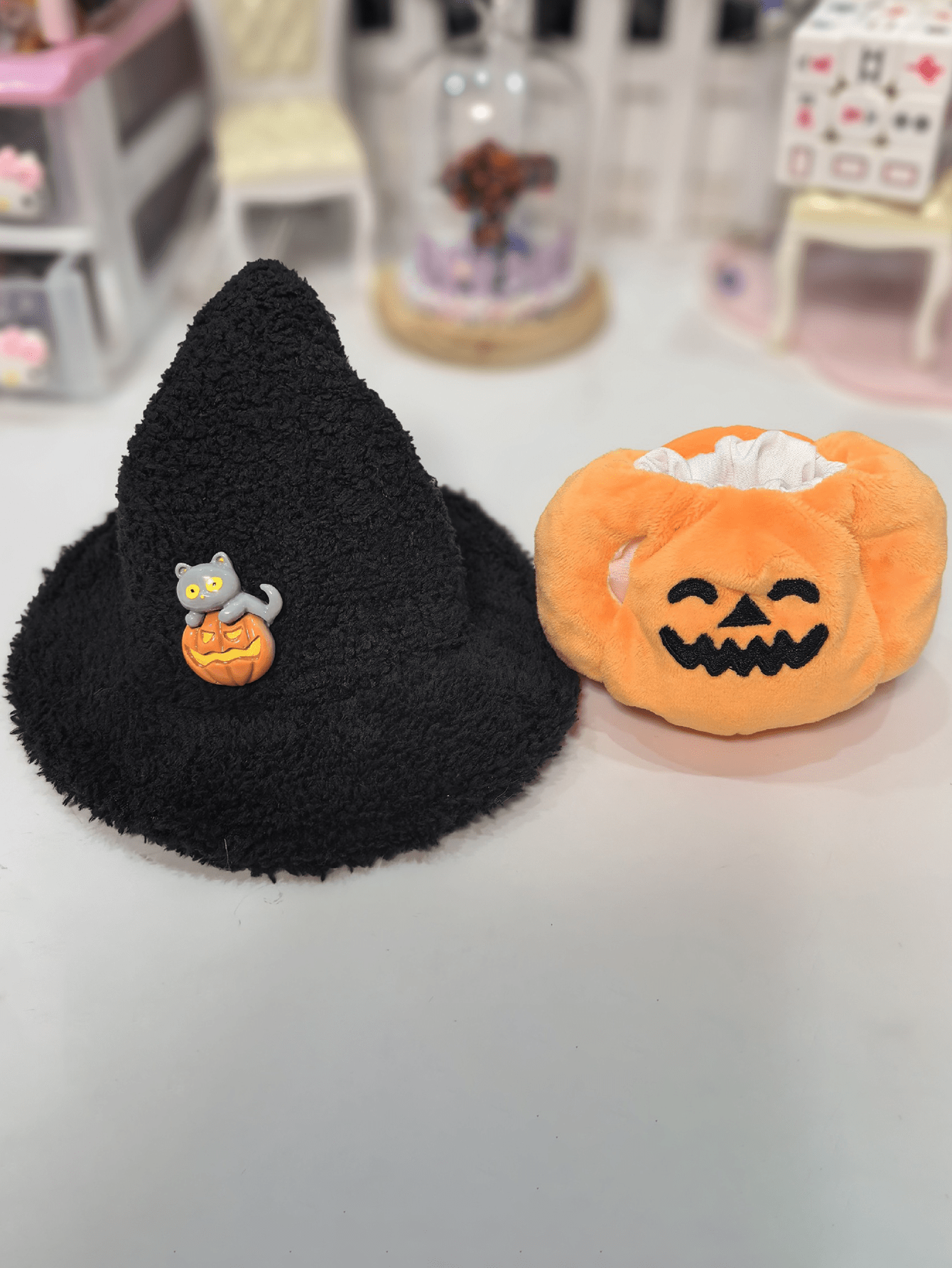 Halloween Pumpkin Doll Outfit – Casual Wizard Hat & Plush Costume for 17cm Labubu Dolls | Clothes Only Multicolor Halloween Suit (black Hat + Pumpkin Pants)