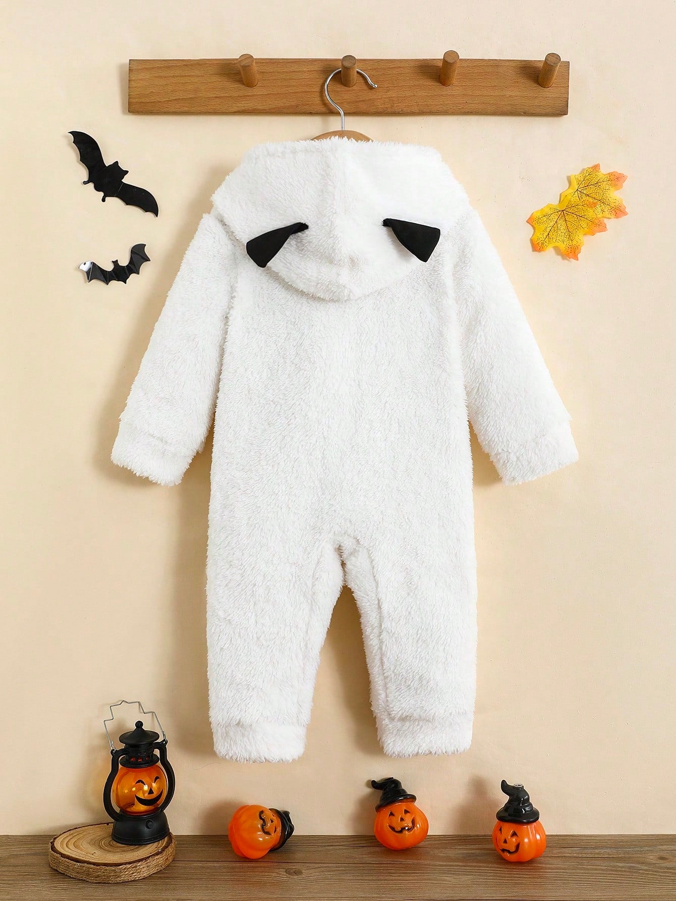 Baby Boys/Girls Fleece Ghost Hooded Halloween Jumpsuit (Age 6M-24M)