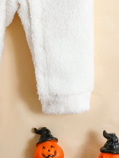 Baby Boys/Girls Fleece Ghost Hooded Halloween Jumpsuit (Age 6M-24M)