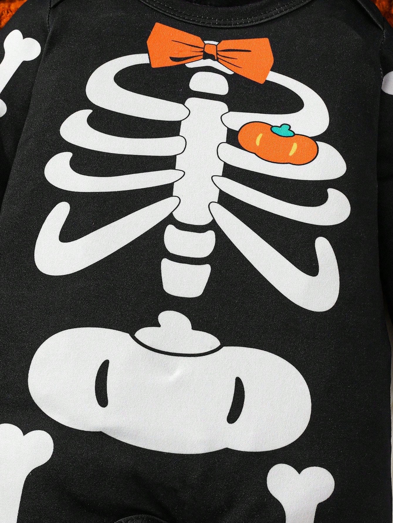 Baby Black Skeleton Halloween Romper & Hat (Age 1M-24M)