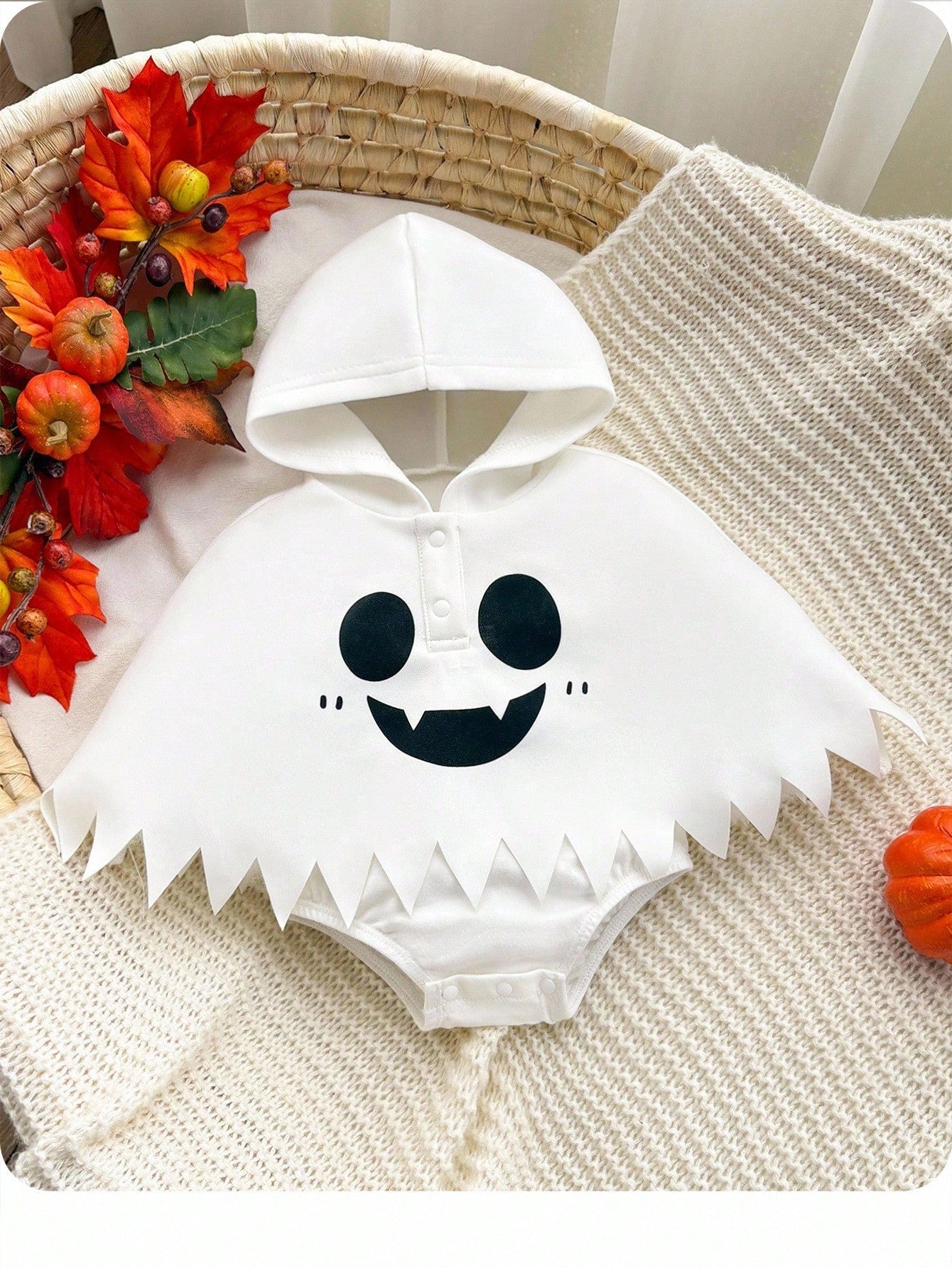 Baby Ghost Halloween Hooded Romper (Age Newborn-9M)