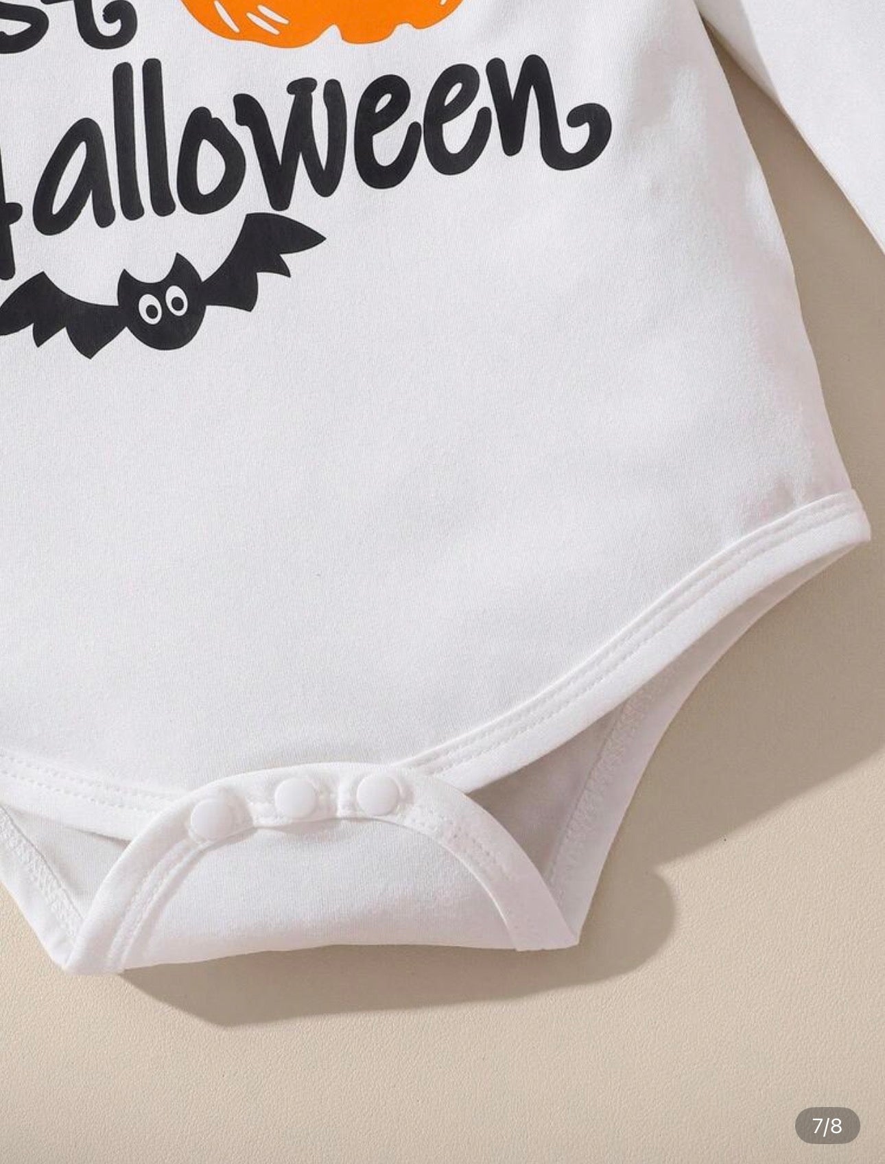 Halloween Baby Outfit Set – 3-Piece Romper, Trousers & Hat | Pumpkin, Bat & Ghost Print | Newborn - 24M