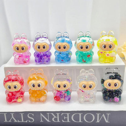 Labubu Acrylic Quicksand Keychain – Glow Bubble Bead Pendant