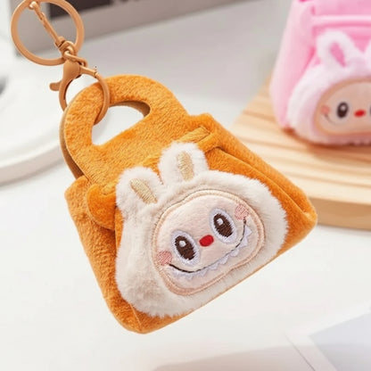 Labubu The Monsters – Keychain Coin Purse | Plush Storage Bag & Backpack Hanging Decoration Orange