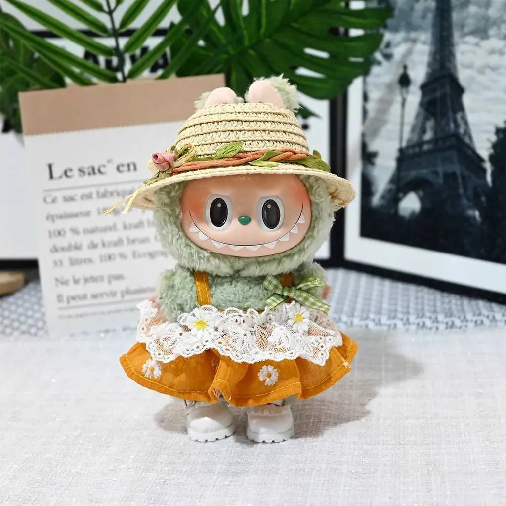 Luxury Clothes Set for 17cm Labubu Doll | Bow Headband & Accessory Outfit Violet