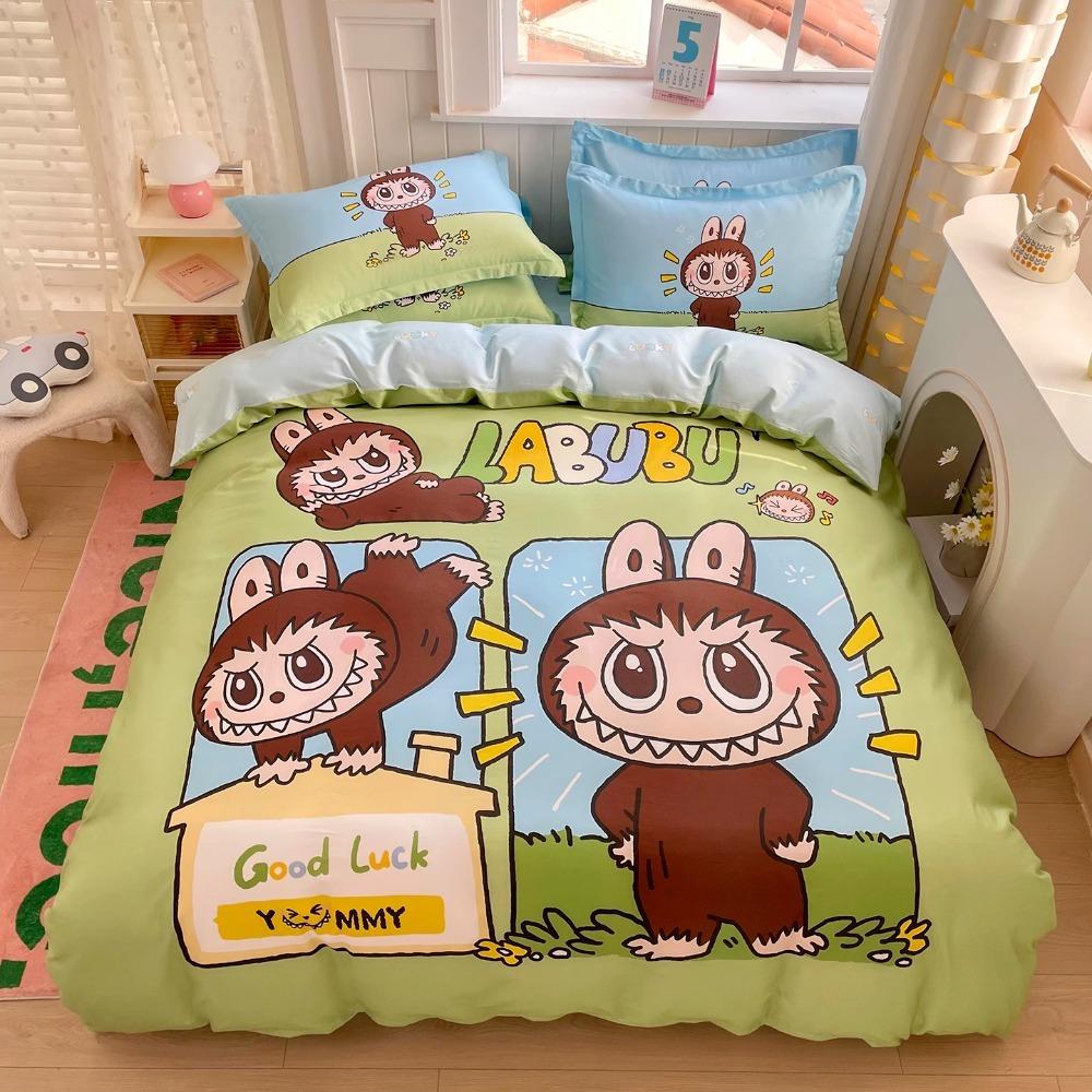 Labubu Bedding Set – 2–3 Piece Microfibre Duvet Cover Set | Cute Bedroom Décor for Kids, Teens & Adults Multicolor B
