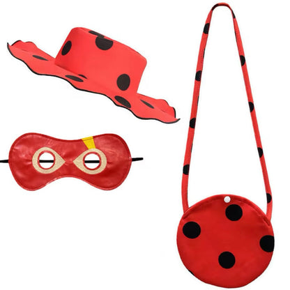 Girls Ladybug Dress Bag & Hat Costume (Age 3-10YRS)